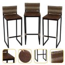 Ver imagem 1 de Kit 3 Banquetas Quadrada Junco Cappuccino para Balcão Ilha Cozinha Área Gourmet Bancada Piscina Bar