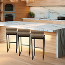 Ver imagem 6 de Kit 3 Banquetas Quadrada Junco Cappuccino para Balcão Ilha Cozinha Área Gourmet Bancada Piscina Bar