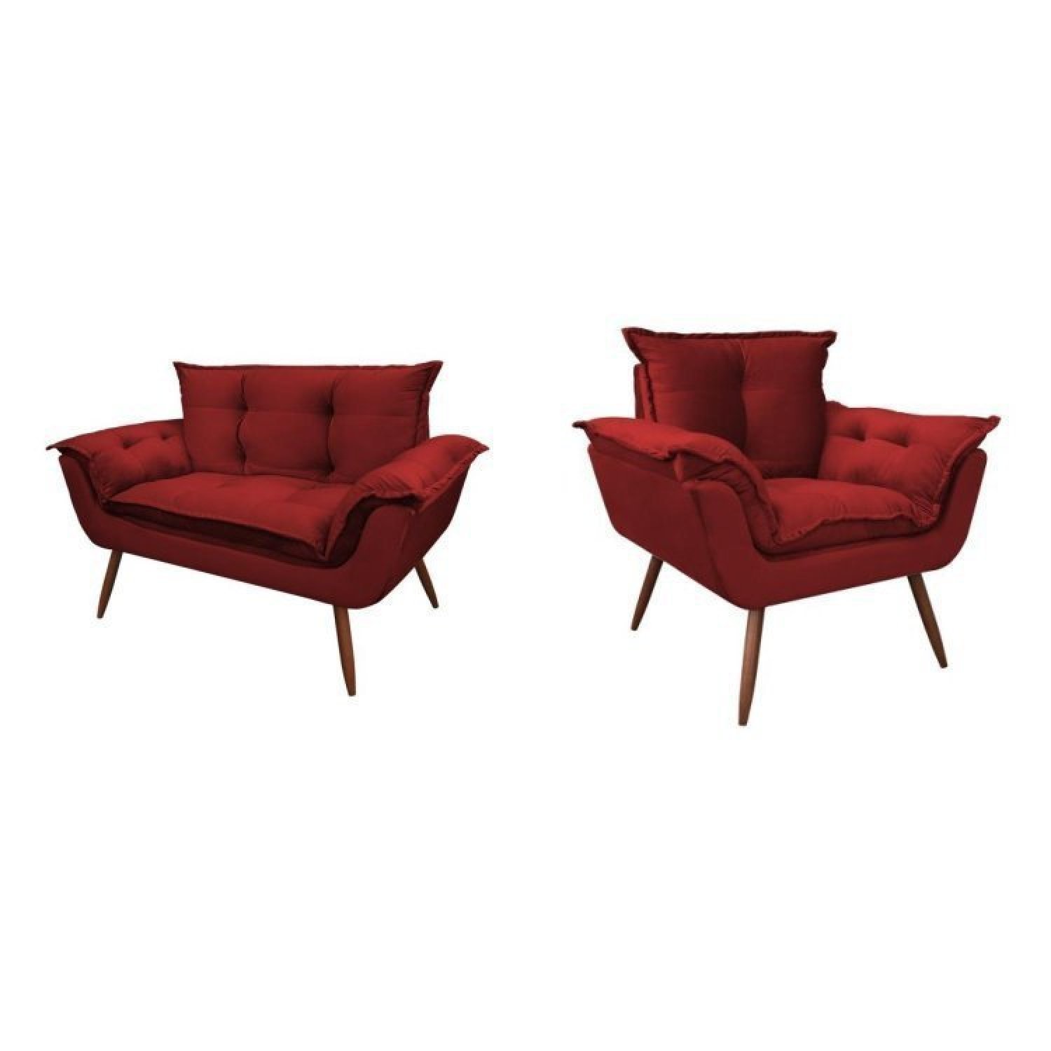 Conjunto Poltrona e Namoradeira Opala Veludo  - 1