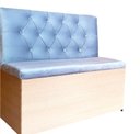 Ver imagem 1 de Poltrona Booth Veludo Cinza Base em Mdf 1.10m sem Baú