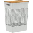 Ver imagem 1 de Cesto Roupas Closet Grid Tampa Bambu 49 Litros Cg 455 Branco