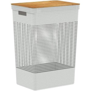 Cesto Roupas Closet Grid Tampa Bambu 49 Litros Cg 455 Branco