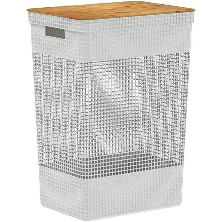 Cesto Roupas Closet Grid Tampa Bambu 49 Litros Cg 455 Branco