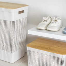 Cesto Roupas Closet Grid Tampa Bambu 49 Litros Cg 455 Branco - 2