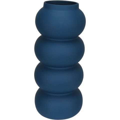 Vaso Decorativo de Cerâmica Azul 30x13x13cm Enfeite Sala Mesa Estante Aparador