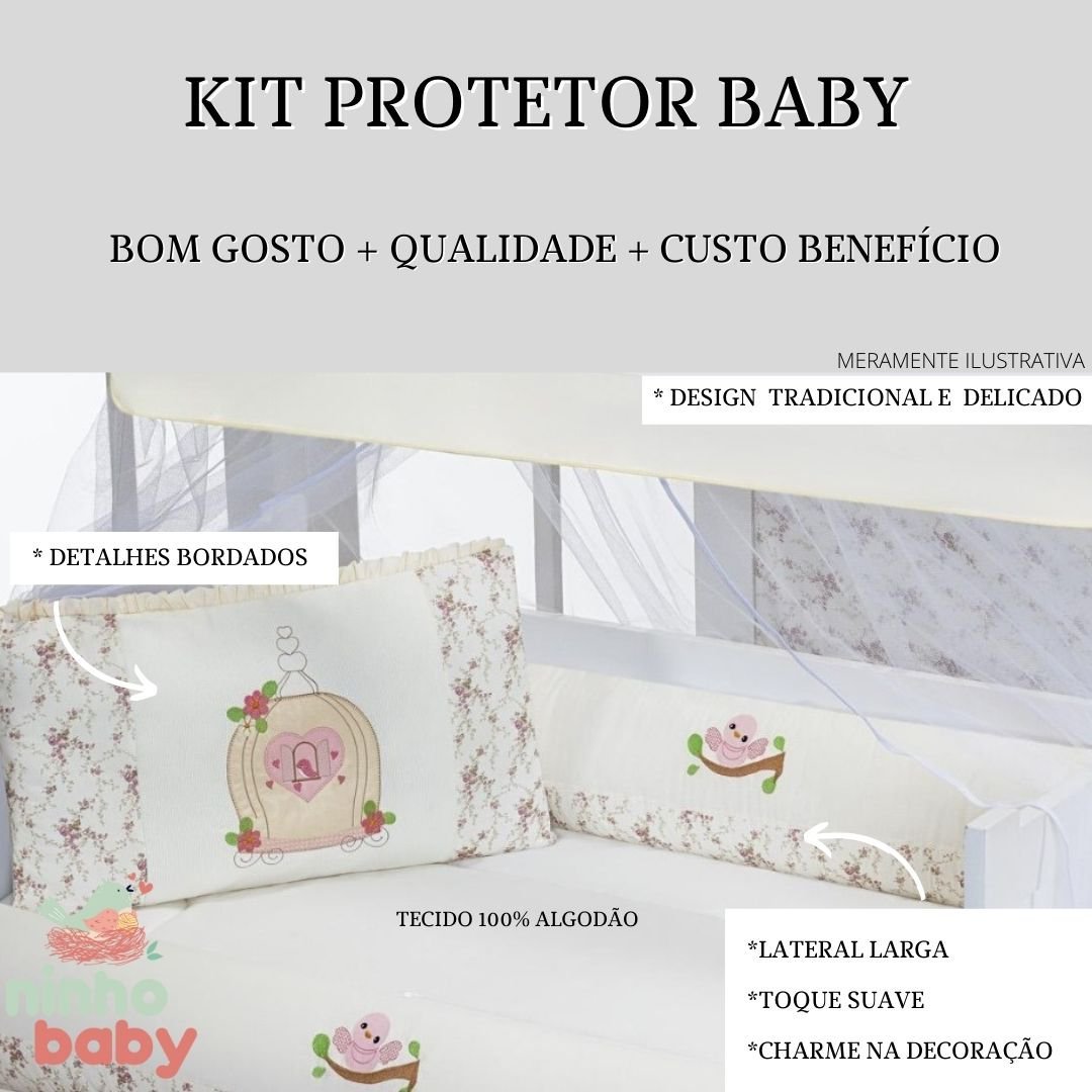 Kit Berço 10 Peças Baby Nervura Urso Rosa Balu Baby - 4