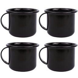 Jogo 4 Canecas Esmaltadas Retrô Pretas 90ml Xícaras Ágata para Café Chá - 1