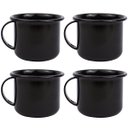 Ver imagem 1 de Jogo 4 Canecas Esmaltadas Retrô Pretas 90ml Xícaras Ágata para Café Chá