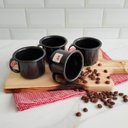 Ver imagem 2 de Jogo 4 Canecas Esmaltadas Retrô Pretas 90ml Xícaras Ágata para Café Chá
