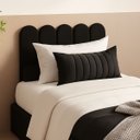 Ver imagem 1 de Cabeceira Solteiro Design Nuvem 45cm 5 Placas em Suede Macio:preto
