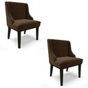 Ver imagem 1 de Kit 2 Cadeiras Estofadas Para Sala De Jantar Base Fixa De Madeira Preto Lia Suede Marrom - Ibiza