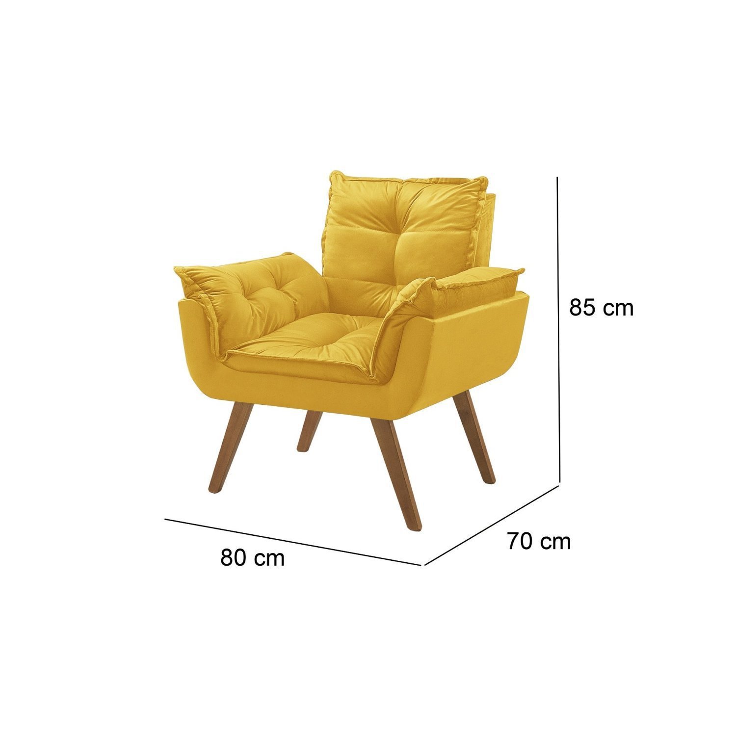 Poltrona em Veludo Base Palito Quadrada Opalla Prime - 3