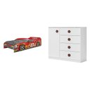 Ver imagem 2 de Conjunto Quarto Infantil 2 Peças Cama Carro Evolution com Cômoda 4 Gavetas Móveis Estrela