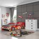 Ver imagem 1 de Conjunto Quarto Infantil 2 Peças Cama Carro Evolution com Cômoda 4 Gavetas Móveis Estrela