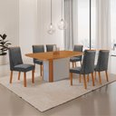 Ver imagem 2 de Mesa de Jantar Isadora Yasmin 180 cm Tampo MDF Canto Copo Laminado com 6 Cadeiras Moderna Mobília