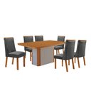 Ver imagem 1 de Mesa de Jantar Isadora Yasmin 180 cm Tampo MDF Canto Copo Laminado com 6 Cadeiras Moderna Mobília