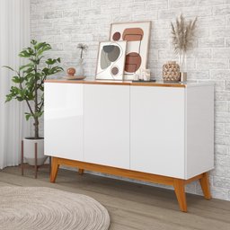 Aparador Buffet Ares 3 Portas Lux - Branco - 1