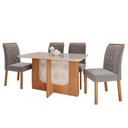 Ver imagem 1 de Conjunto de Mesa de Jantar Tampo de Vidro Off White Louise 1,30 com e 4 Cadeiras Juliana Cinamomo/