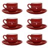 Jogo de Xícaras Com Pires 90ml Café Lamour 12 Peças - Vermelho - 1