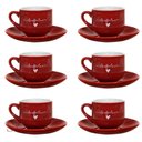 Ver imagem 1 de Jogo de Xícaras Com Pires 90ml Café Lamour 12 Peças - Vermelho