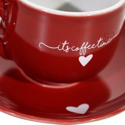 Jogo de Xícaras Com Pires 90ml Café Lamour 12 Peças - Vermelho - 6