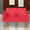 Kit Sofá 2 Lugares e 2 Poltrona Para Sala Bianca Capitonê e 2 Puff Redondo Suede Vermelho - Mó - 5
