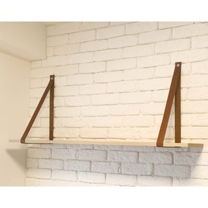 Prateleira Suspensa Verena 100cm – Mdf Carvalho com Alça de Couro