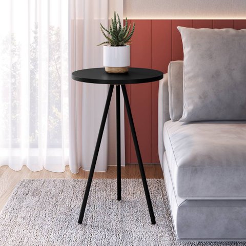 Mesa Lateral de Apoio com Pés Metálicos 35x35cm 27943 Artesano - Preto