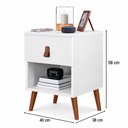Ver imagem 3 de Mesa de Cabeceira Moderna 1 Gaveta com Nicho Larissa Quarto - Branco