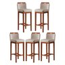 Kit 5 Banquetas Alta para Bancada Gourmet 38x102 Cm Líbia Madeira Maciça Suede Bege CCS - 1