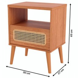Mesa de Cabeceira com Tela Palhinha 01 Gaveta 50cm Tw48 Dalla Costa - Freijó - 3