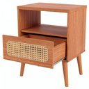 Ver imagem 4 de Mesa de Cabeceira com Tela Palhinha 01 Gaveta 50cm Tw48 Dalla Costa - Freijó