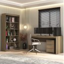 Ver imagem 1 de Kit 3 Peças Escrivaninha 150cm com Gaveteiro e Estante Espresso Móveis