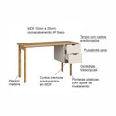 Ver imagem 6 de Escrivaninha com Gavetas Home Office 1,36m x 0,50m Orgânica Cantos Arredondados e Pés em Madeira