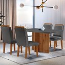Ver imagem 1 de Sala de Jantar Mesa 120cm Mdf Canto Reto com 4 Cadeiras
