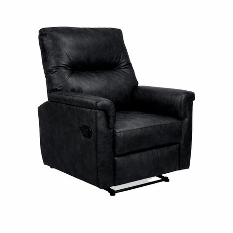Poltrona Ravena Reclinável Courino Preto Brilho - Sallar Home