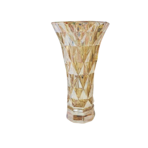 Vaso de Vidro Diamond Ambar Metalizado 15 x 8 x 25 cm | Casa Del Grande