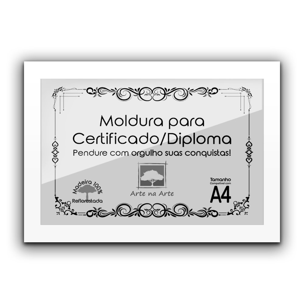 Kit 10 Certificados Diplomas A4 com Tela de Acetato e MDF - Moldura Branca - 2