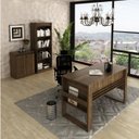 Ver imagem 1 de Kit 3 Peças Mesa para Escritório 127cm, Armário Multiuso e Estante Espresso Móveis