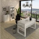 Ver imagem 1 de Kit 3 Peças Mesa para Escritório 127cm, Armário Multiuso e Estante Espresso Móveis