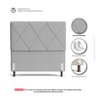 Cabeceira Cama Box Solteiro Mel 90cm com Frame Linho Cinza Claro - Abmaza - 3