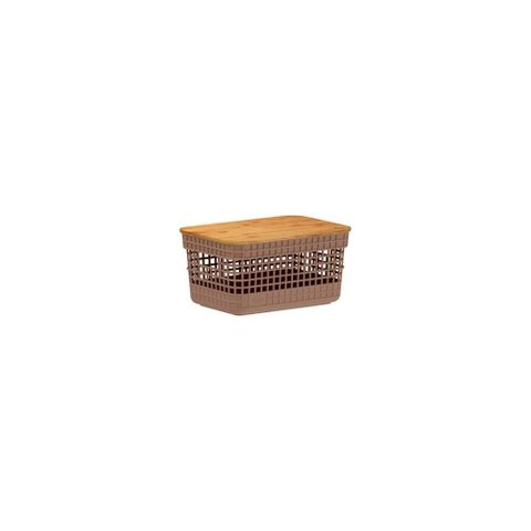 Cesto Organizador ou 2,5L com Tampa de Bambu Linha Grid
