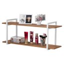 Ver imagem 2 de Nicho Sala e Quarto Branco Com Prateleiras Amadeirado 120cm