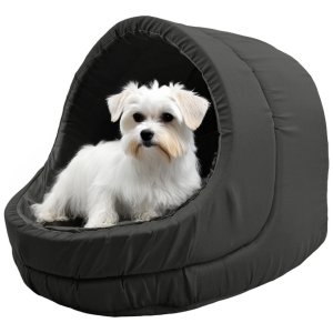 Cama Pet Iglu Raça Médio para Cachorro e Gato com Almofada - Preto