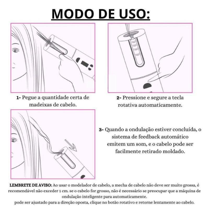 Aparelho Modelador Fazer Cachos sem Fio Automático Ondular - 6