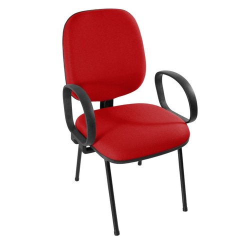 Cadeira Escritório Auditório Hotel Fixa Estofada com Braço Corsa Vermelho