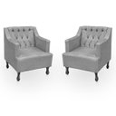 Ver imagem 1 de Kit 2 Poltronas para Sala de Estar Clássica Confortável e Reforçada Suede Elizabeth