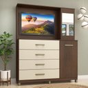 Ver imagem 1 de Cômoda 2 Portas 4 Gavetas com Espelho, Painel TV até 43 Polegadas e Pés Denver