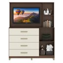Ver imagem 3 de Cômoda 2 Portas 4 Gavetas com Espelho, Painel TV até 43 Polegadas e Pés Denver