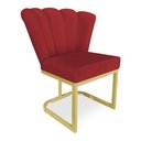 Ver imagem 1 de Poltrona Flor Veludo Base Metálica Industrial Dourado - Pallazio Vermelho